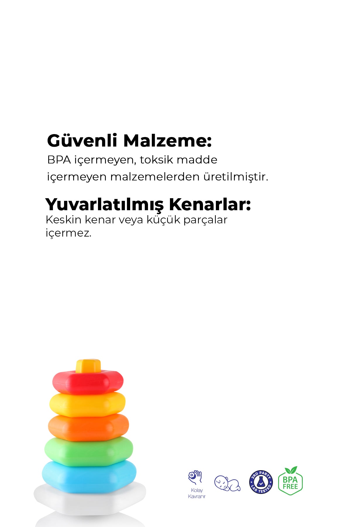 Çubuğa Geçen Renkli Çıngıraklı Altıgen Halkalar Kutuda